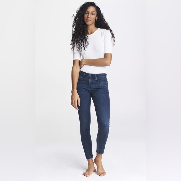 Rag and Bone Cate Mid Rise Skinny Jeans Womens Waist 24 Size 0 Dark Wash Blue - Picture 2 of 16